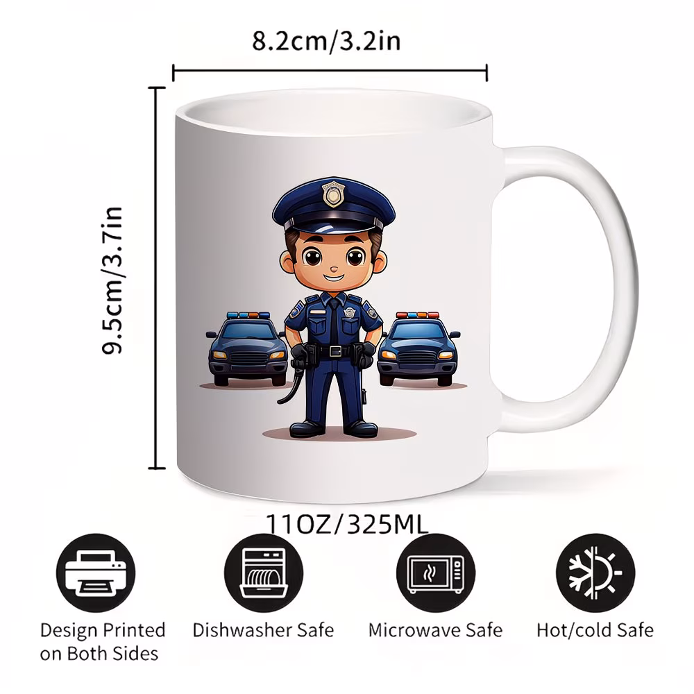 1pc cute police officer mug with adorable cartoon cop patrol cup suitable for law fans christmas office gifts party favors hand wash only novelty cup 2
