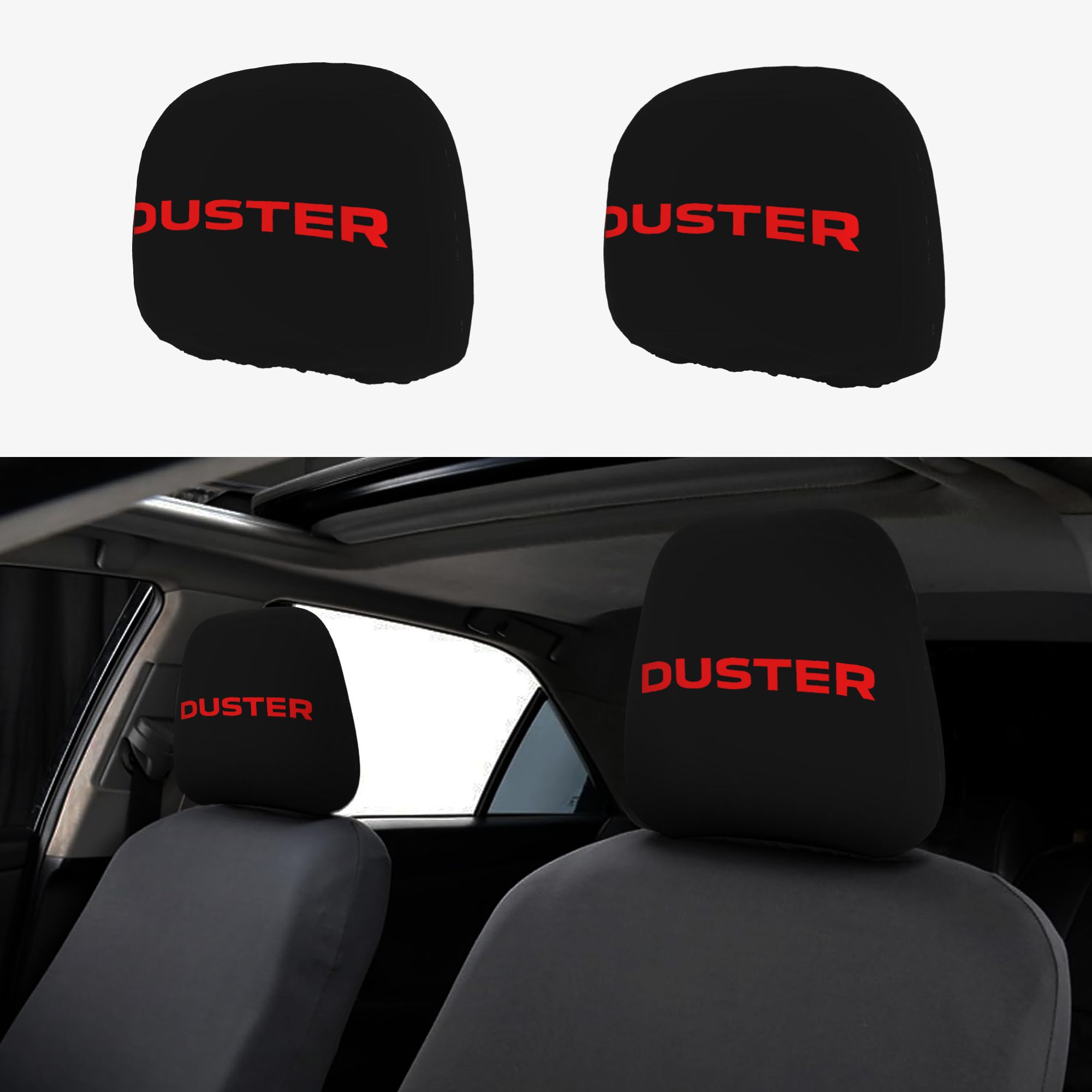TEMU 2pcs Duster Auto Letter Print Car Headrest Covers, Protectors, Washable And Easy To Clean, , Suitable For , And Remove, Suitable For