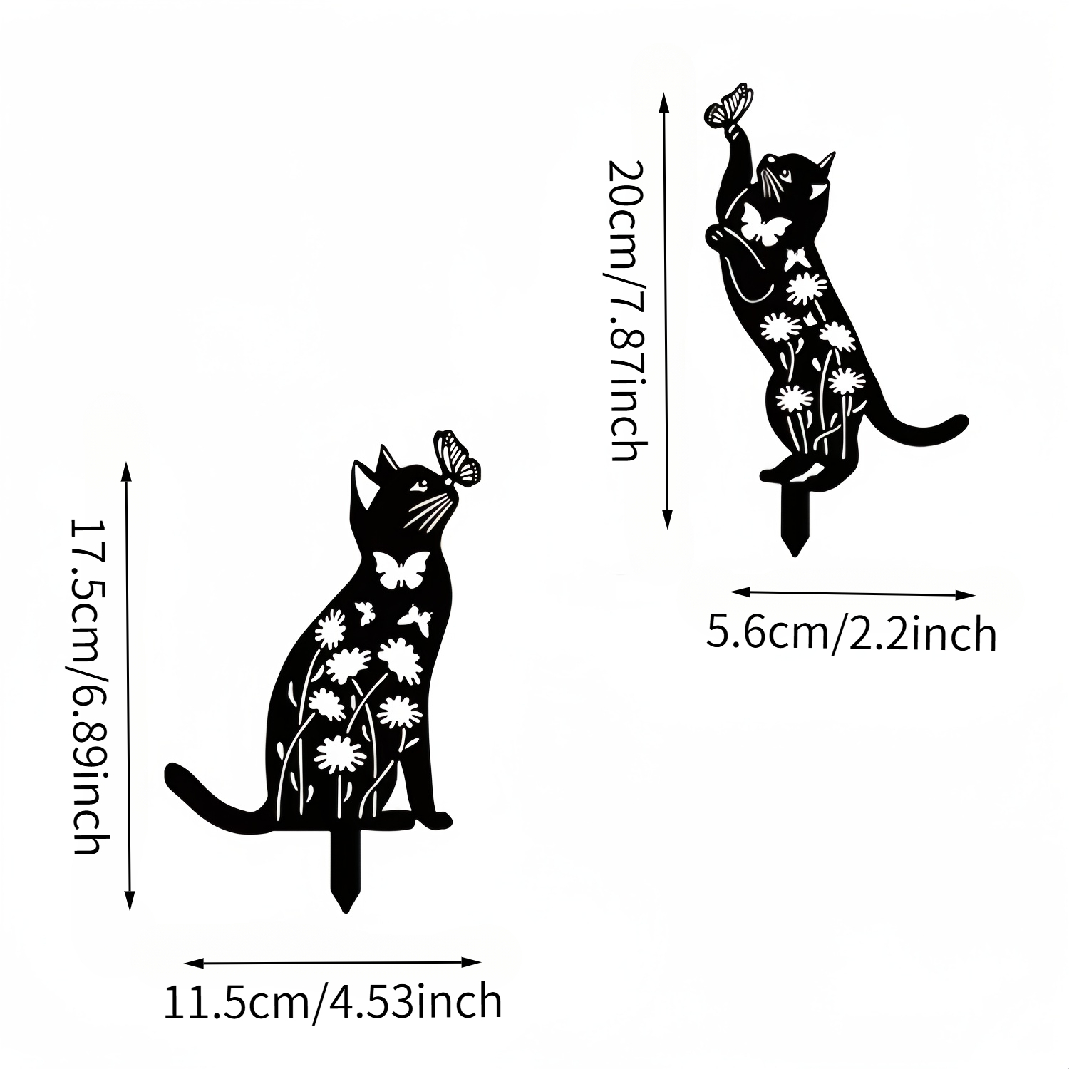 TEMU 2d Flat, [2d Flat] A Set Of 2d Flat Outdoor Cat-themed Garden Ornaments, Including A Black Cat Acrylic Silhouette, Perfect For Cat Lovers And An