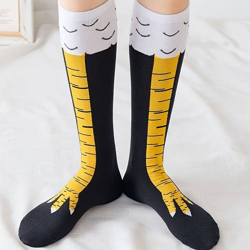 1 3 pair of funny chicken feet mens high top athletic socks thigh high suitable for fitness and hip hop competitions moisture wicking and casual wear cute cartoon patterns