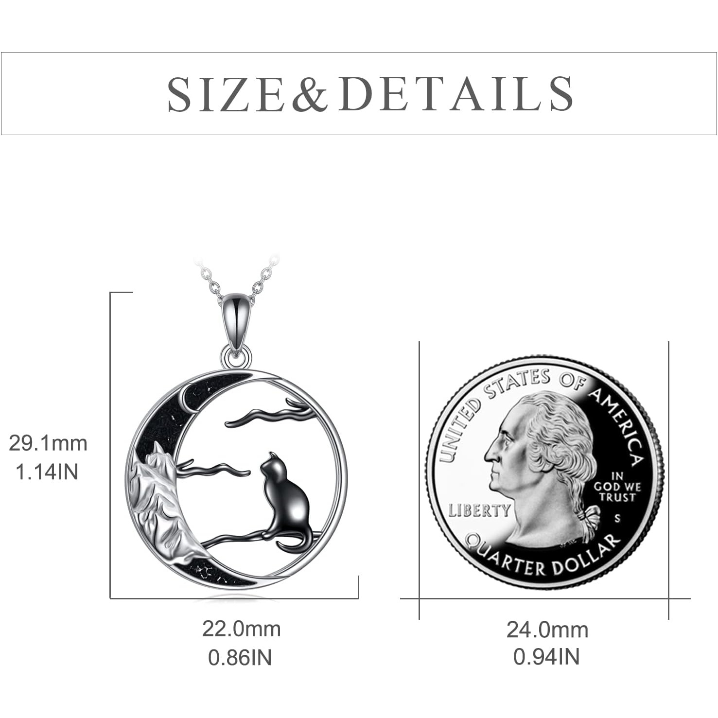 Women's Sterling Silver Black Cat Necklace