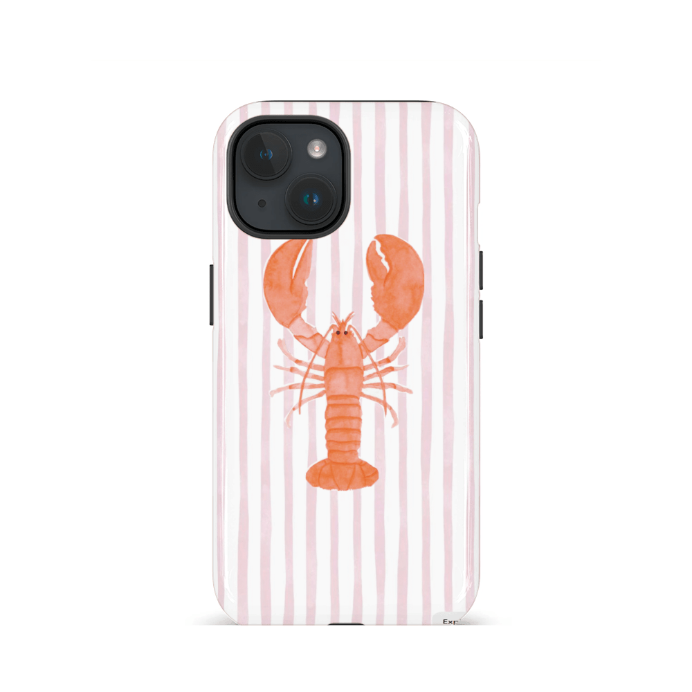 TEMU Phone Case - Striped Lobster Pattern Phone Case For Iphone 17, 16 Pro Max, 15 Pro Max, 13, 13 Mini, 12, 11, Xs Max, 7, Se2, Glossy 2-in-1 Case