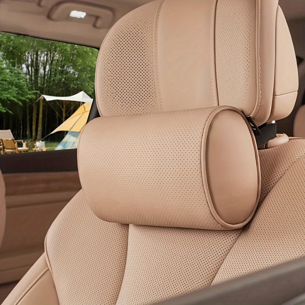2PCS PU Leather Car Headrest Cushions Neck Rest Cushion Pillow Wearable Soft Car Neck Support Car Seat Neck Pillow