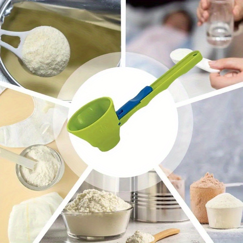 2 in 1 protein powder scoop and funnel anti spill measuring spoon funnel sliding funnel spatula precise control suitable for sports drink powders milk powder durable kitchen tool 5