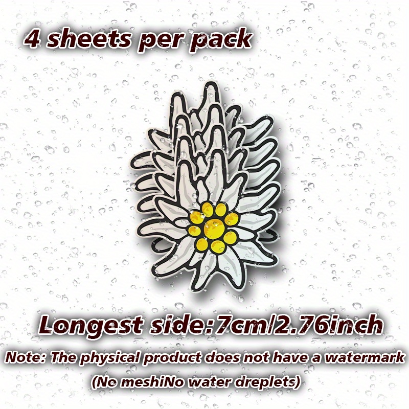 4pcs Car Sticker - 2.76inch Vinyl Cartoon With Water , Matte End, Self-adhesive For Rear Window, Perfect For -themed Vehicles, Theme Decor | Cartoon Flower Sticker | Matte End Sticker, Fl