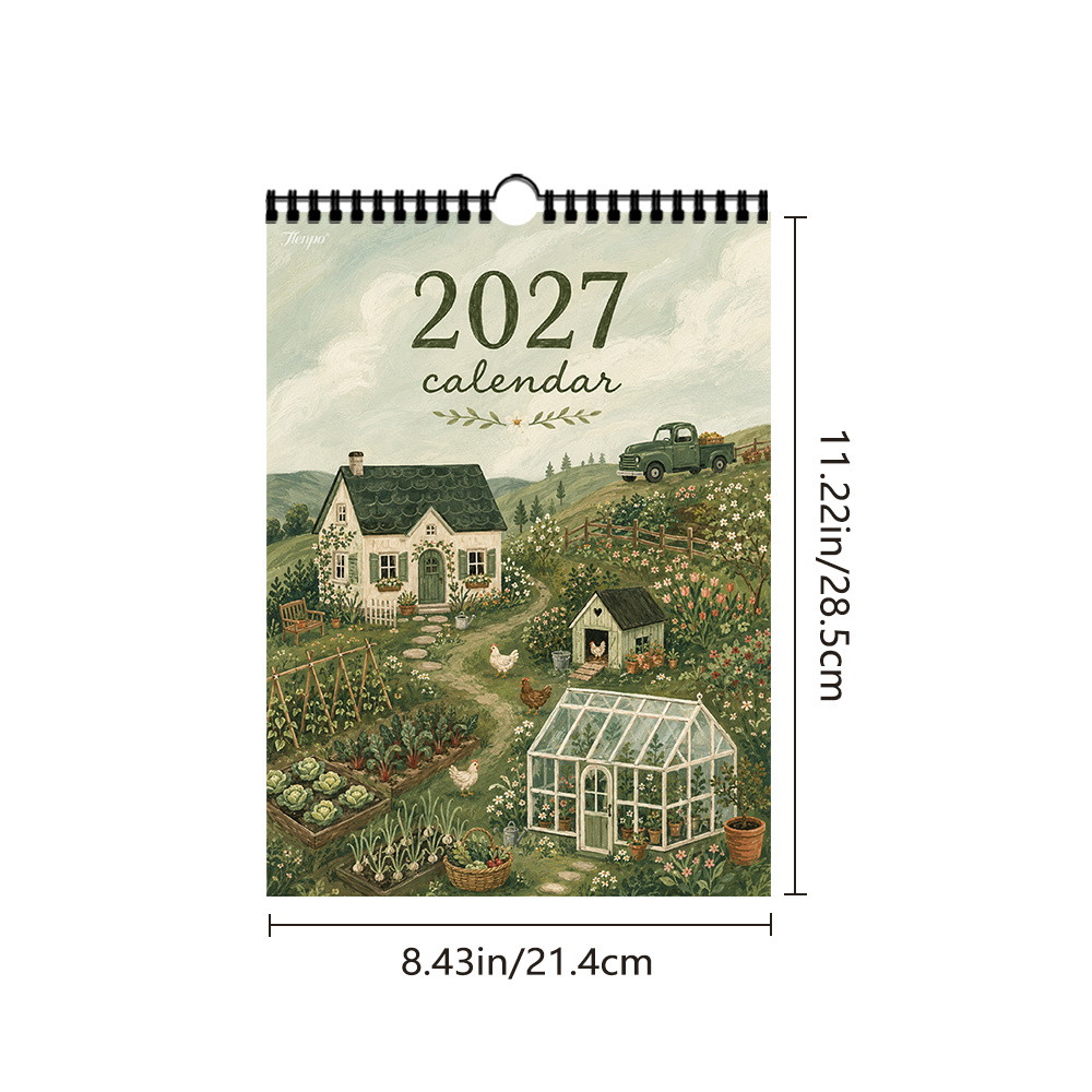 TEMU 1pc, , British Country Pastoral Wall Calendar. British Pastoral Paper Wall Calendar. Diy Wall Calendar, Indoor Decoration, Room Decor, Women's