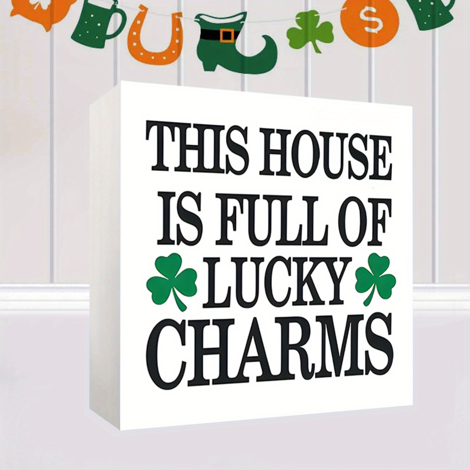 

's Day Charm Sign - Clover Pvc Decor, Desk, Farmhouse Style Celebration Accessory