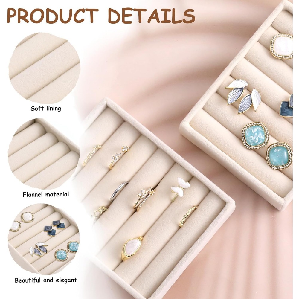 4pcs Ring Display Stand & Jewelry Tray Holder Set