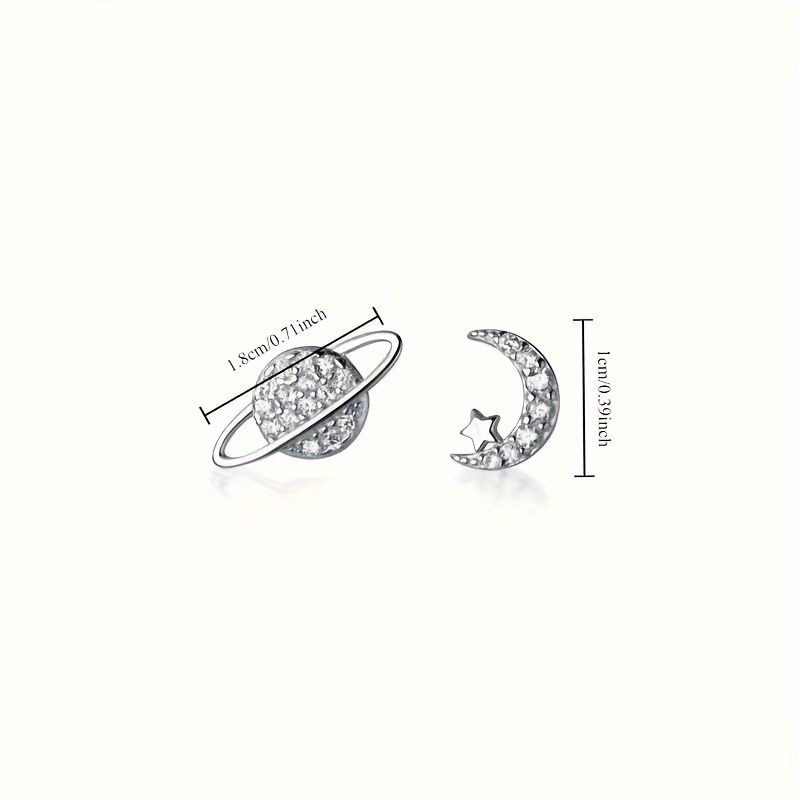 Asymmetrical Planet & Moon Stud Earrings Set - Hypoallergenic Alloy