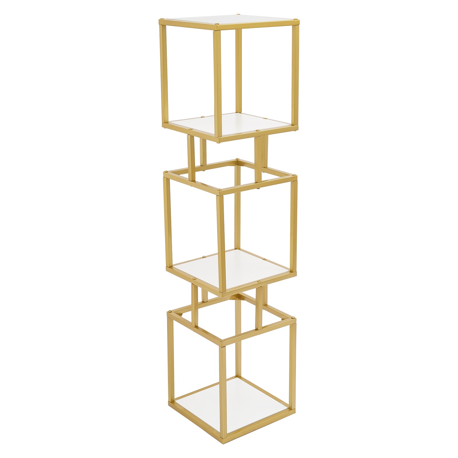Image of Freestanding Cube Bookshelf With , Ideal For Displaying Items In Corners Of Living Rooms, Bedrooms, Or Home Offices, Standing Shelf, Standing Shelf