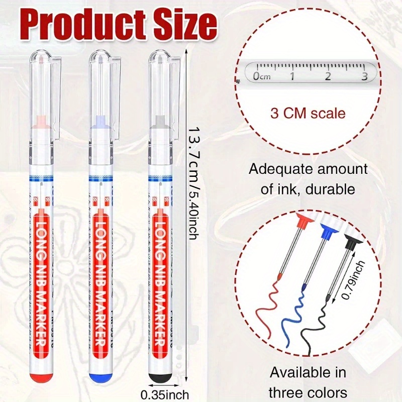 20 piezas, punzón de metal multifuncional de 20 mm de profundidad, punta larga, 20 piezas, herramienta de marcado de decoración de carpintería de baño