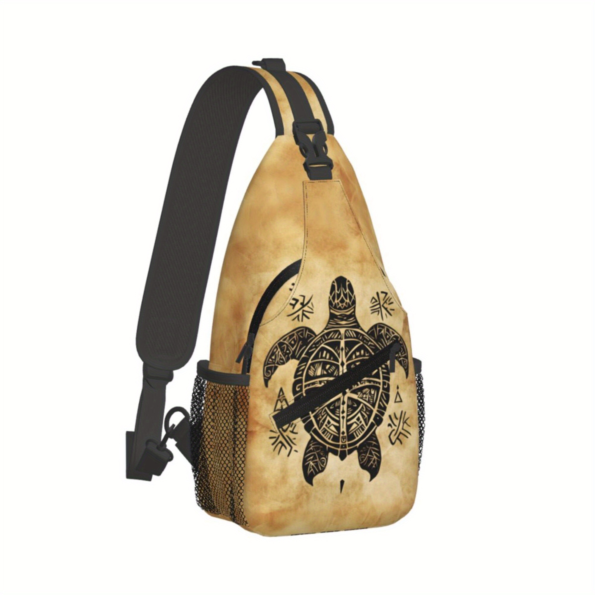 Unisex Hawaiian Tribal Sea Turtle 2d Flat Printing Crossbody Bag, Fashion Handbag, Multifunctional Crossbody Shoulder Backpack, Gift