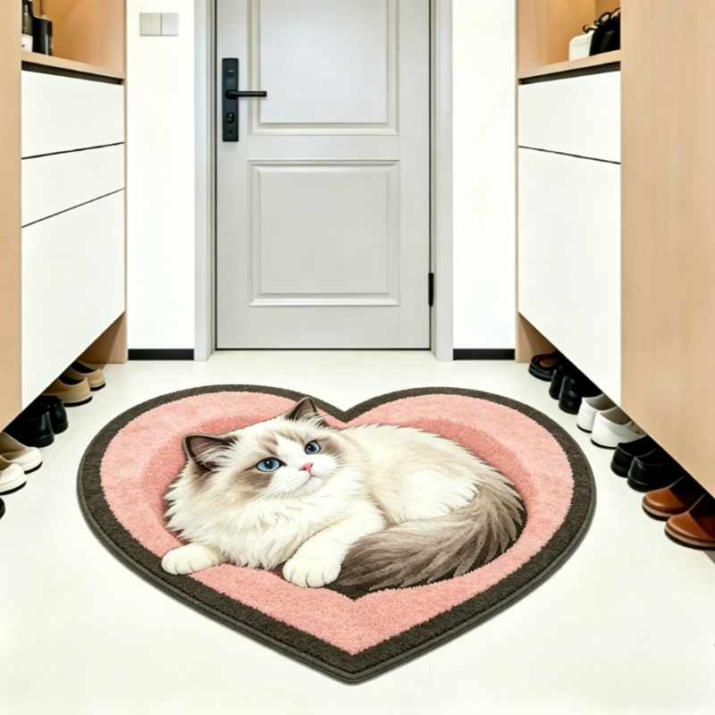 TEMU Faux Imitation Cashmere   900g   9mm 2d Flat Thin Pile With 3d Effect, Not Long Pile, Korean-style Sweet Pink And White Decorative Heart-shaped