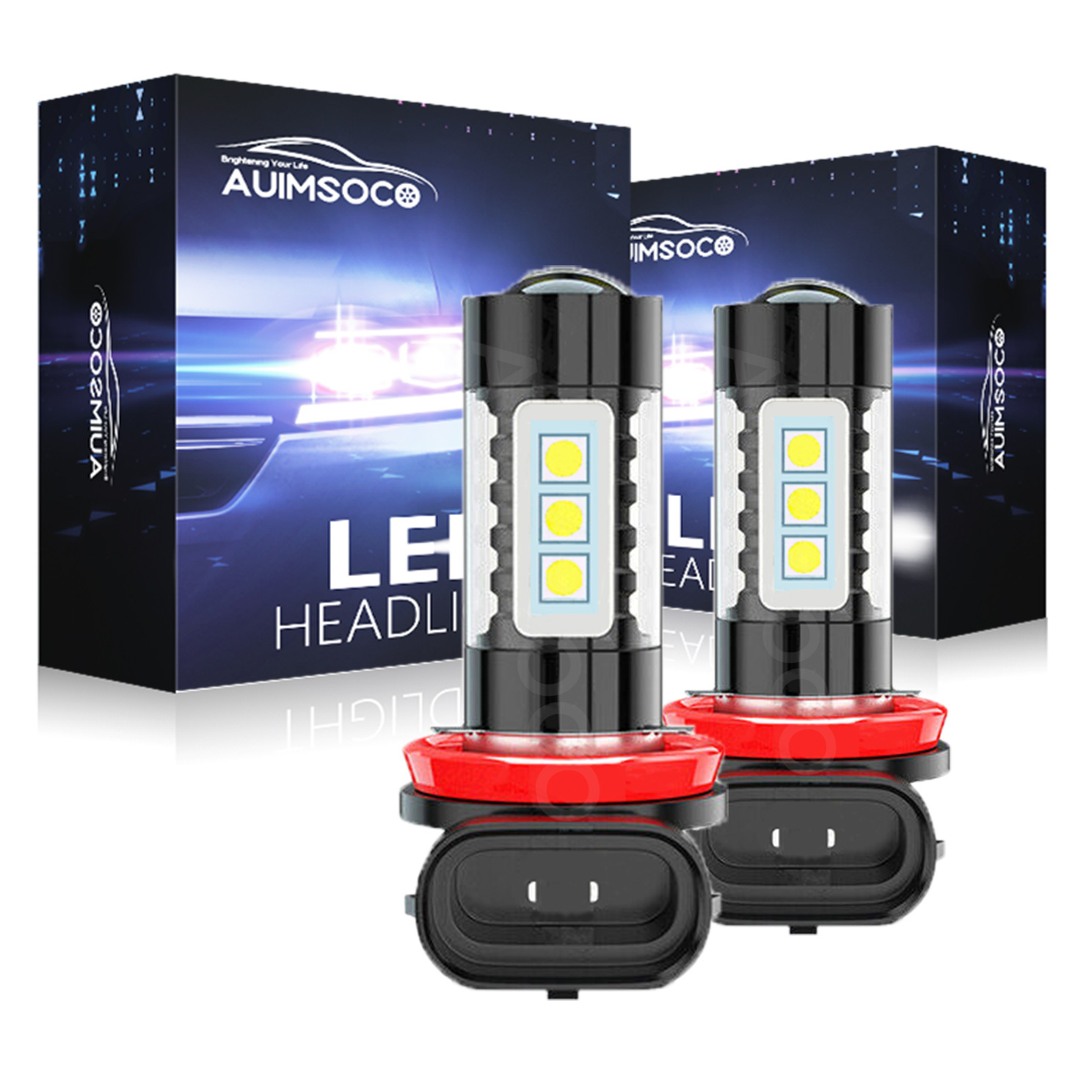 

2pcs Led Fog Light Bulbs 300% , H11 H10/9145 H16/5202 9006 880 881 H3 For Fog Lamp, 6000k Cool White High Power Lamps, Plug And Play, Without Battery