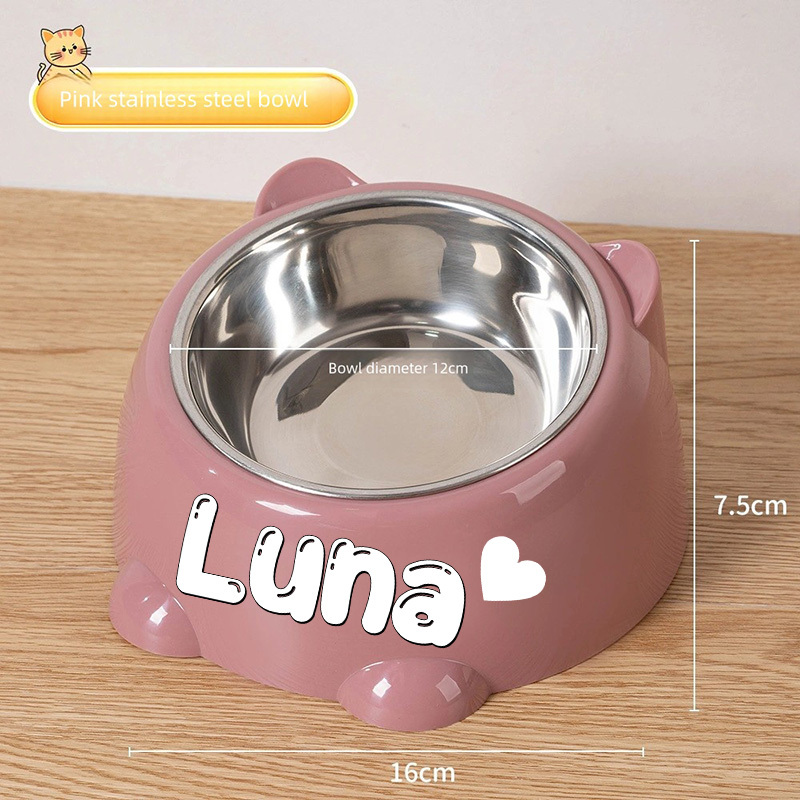 TEMU Drinking Bowl With Customizable Pet Names, Cute Food Bowl, Dog Bowl, Cat Bowl, Pet Bowl, Food Bowl, Cute Personality, Stainless Steel And Pp