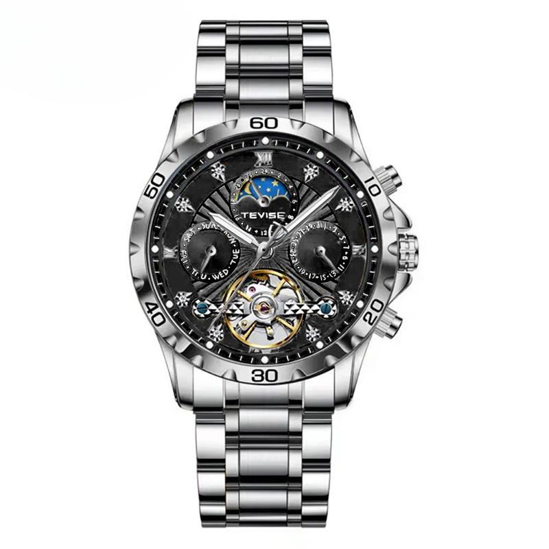 TEMU Watch Men's Mechanical Watch Waterproof Tourbillon Watch Multifunctional Men's Watch