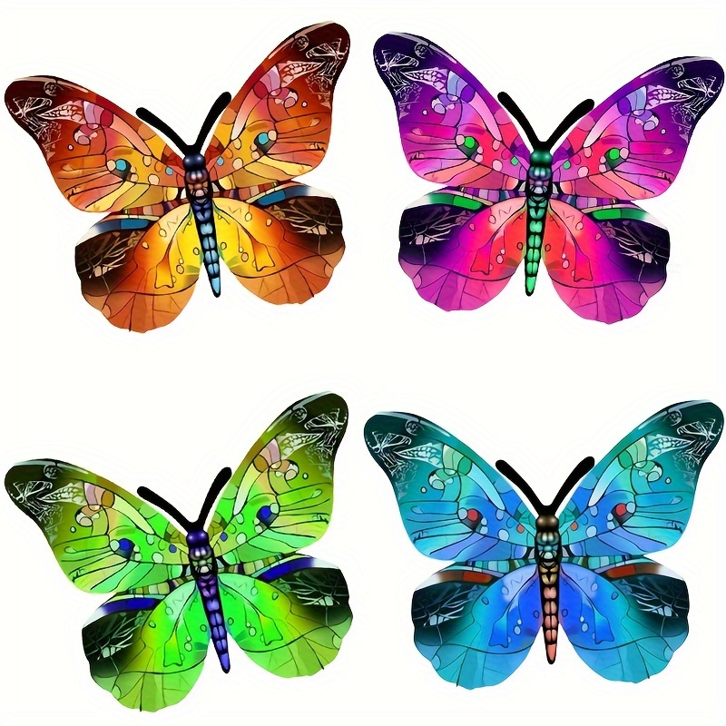 E-shop 2D Flat, 2Dflat, 4-teiliges Acryl-Schmetterlings-Wandkunst-Set – Farbenfrohe, langlebige Außendekoration für Gärten, Wohnungen und