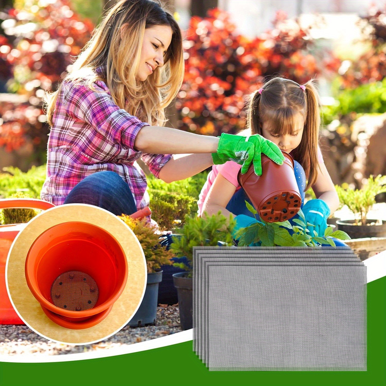 20pcs square plastic mesh drainage screens plant pots - Temu