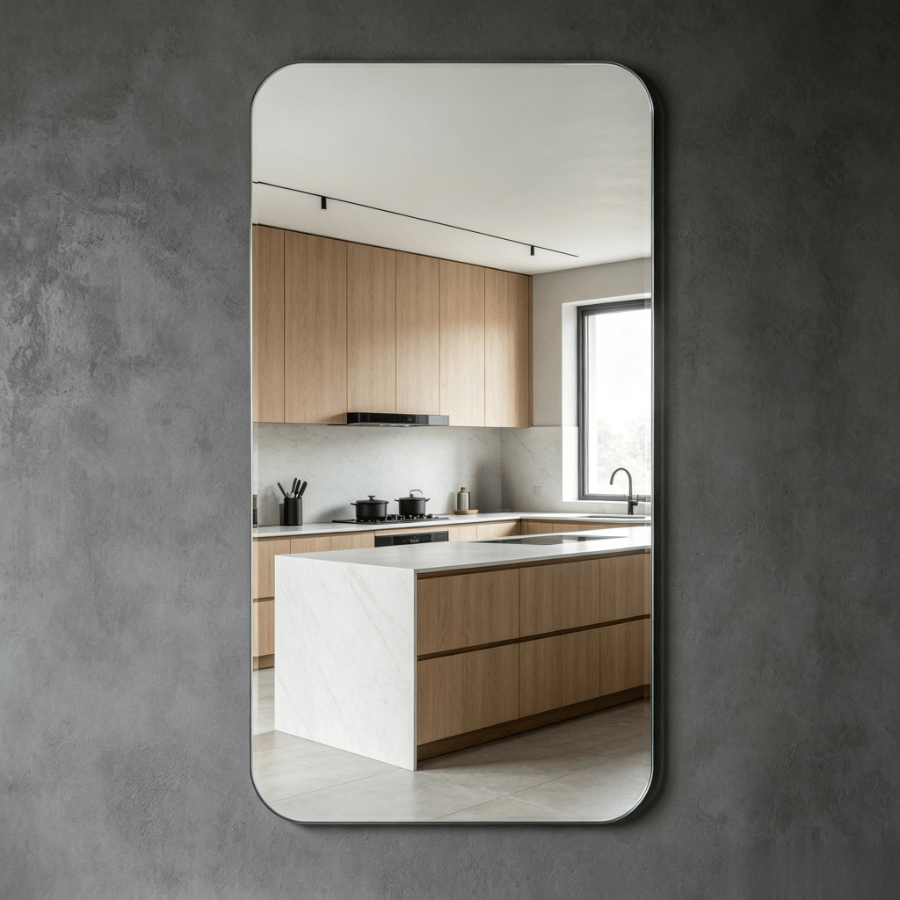 Acrylic Vertical Rounded Corner Wall Mirror