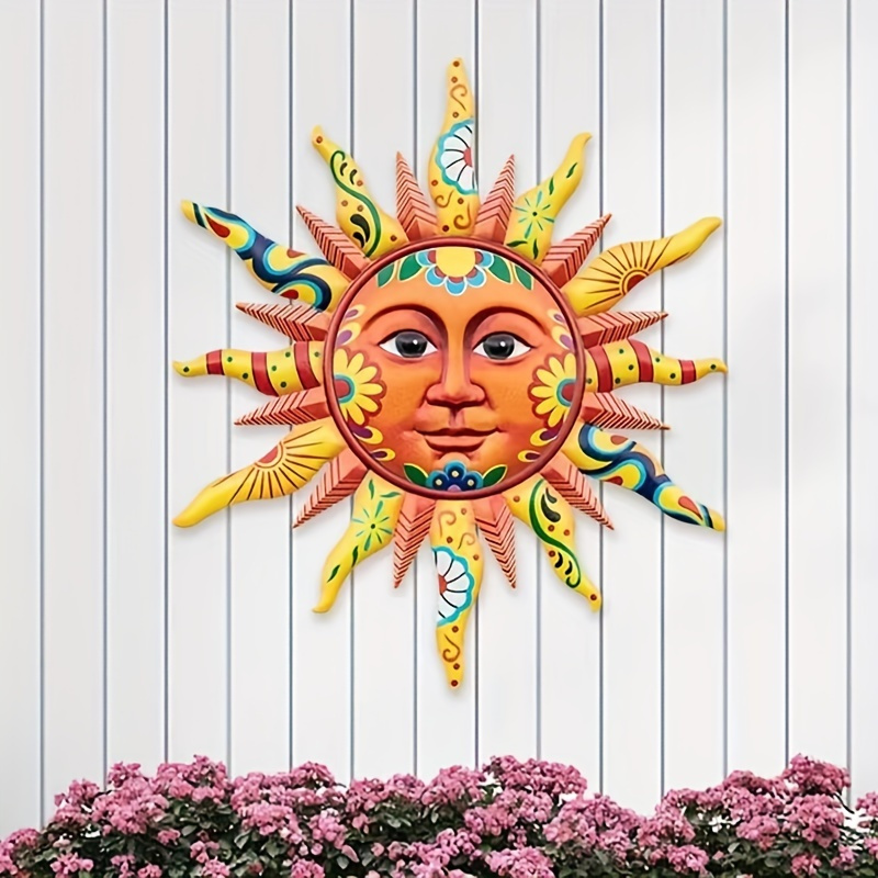 TEMU Décoration Murale Solaire en Métal pour Intérieur/Extérieur - Décoration Solaire Plumes, Électricité, Portrait Moderne pour Couloirs, Pièces,