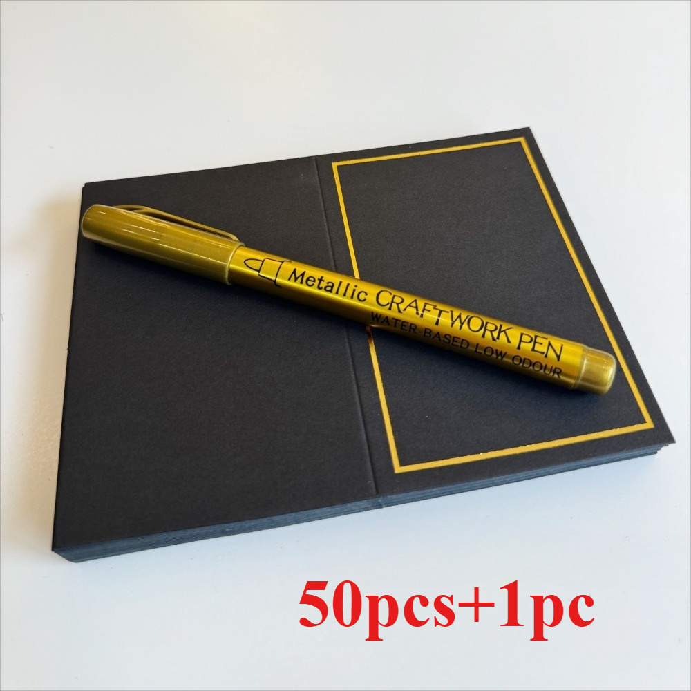 TEMU 30/50/100- Black Greeting Cards With Metallic Marker Included, Perfect For Weddings, Parties, Business Events, Gift Tags, Cards