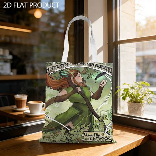 품목 사진 기발한 판타지 키엘스( ) 에어 아사리 프린트 토트백, 대용량 35x40cm 캐주얼 숄더백, 데일리 외출, 쇼핑, 해변 여행, 직장, 여행에 적합, 팬을 위한 훌륭한 선물
