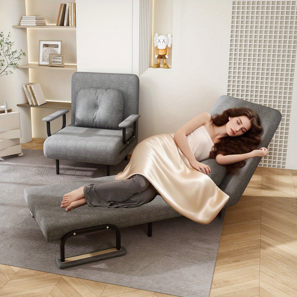 folding sofa bed 5 in 1 convertible chair 5 position adjustable backrest with pillow space saving sleeper for living room bedroom office grey Product details 6