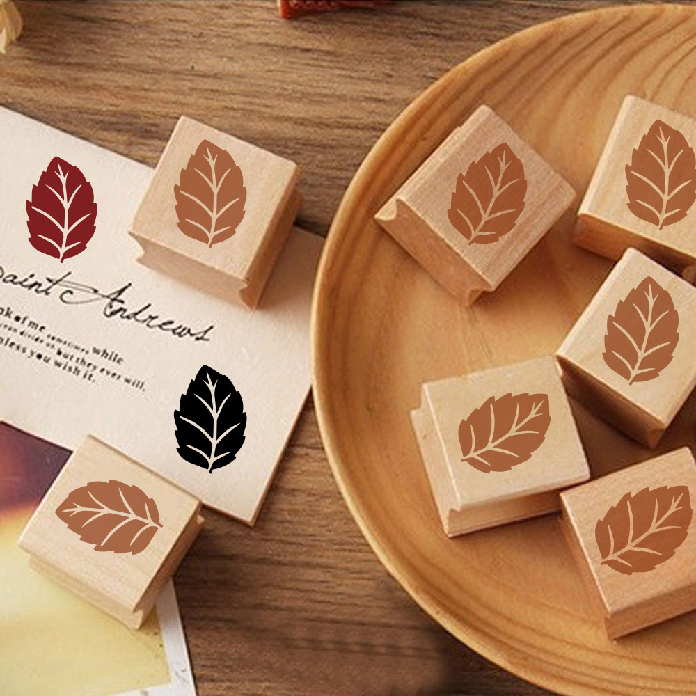 Beautiful Sawtooth Leaf-Vein Wooden Rubber Stamp