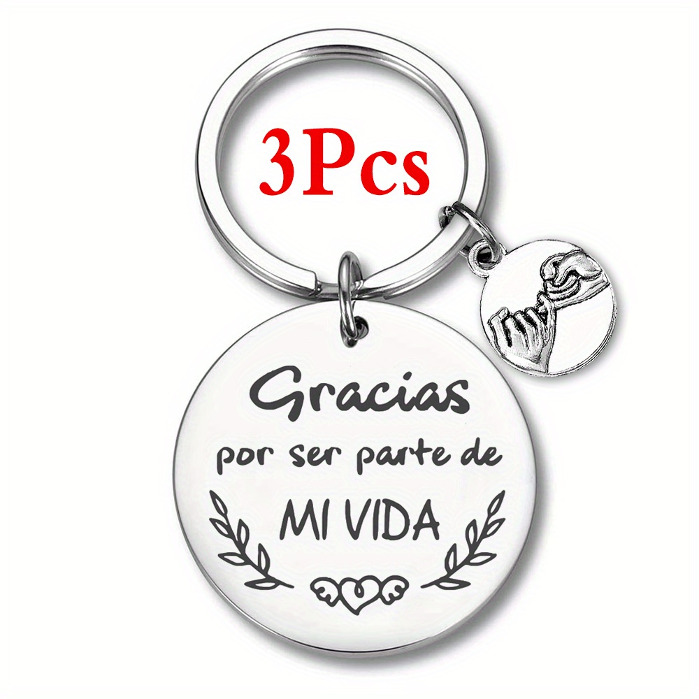 TEMU 3 Piezas de Llavero de Acero Inoxidable "Gracias por de " - de Amor en Español para , y Regalo del Día de San Valentín - Aleación Metálica