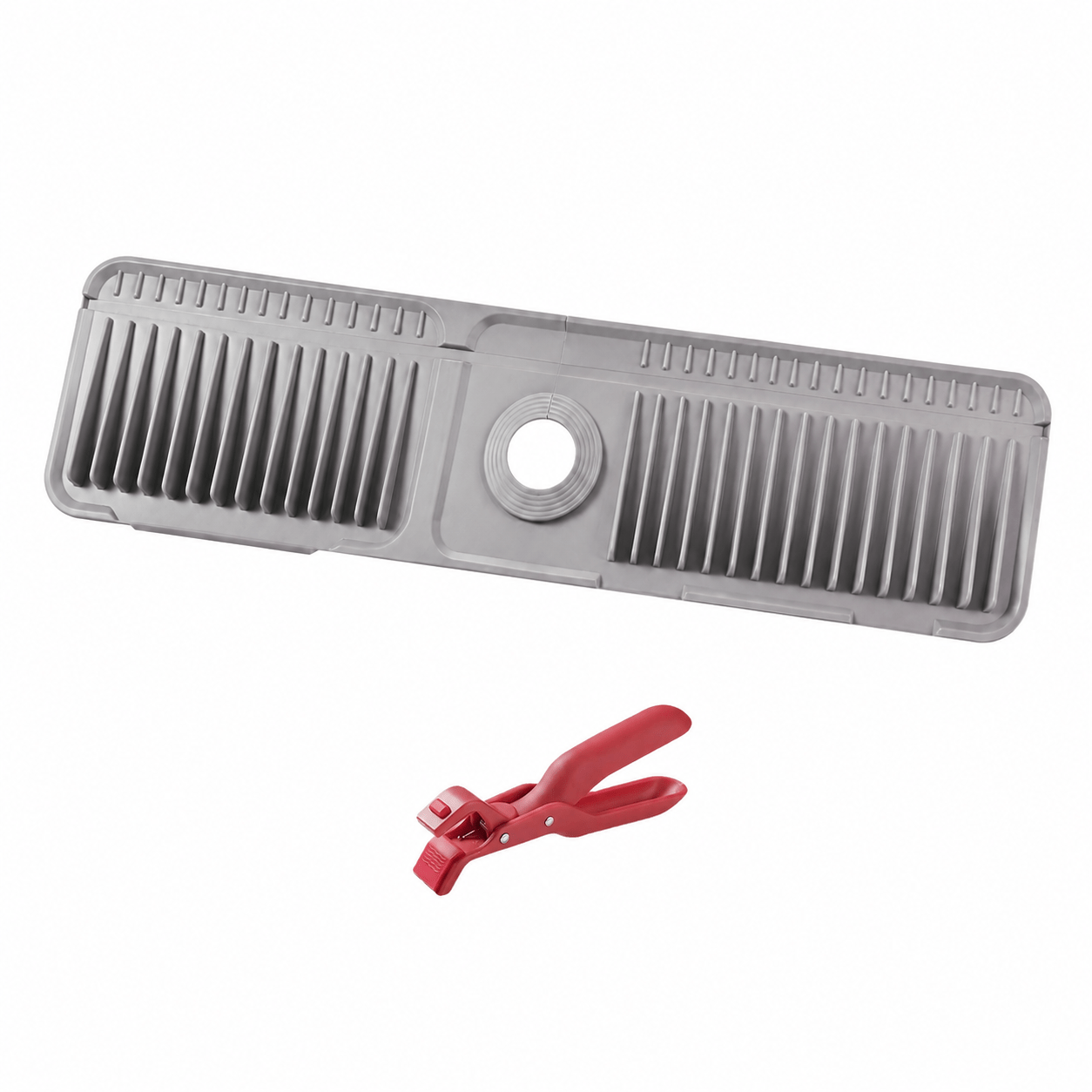 TEMU Upgraded Button Silicone Sink Drain Mat With Kitchen Clip Tool Set, Featuring Raised Water Ribs And Faucet Hole Design, Flexible Countertop