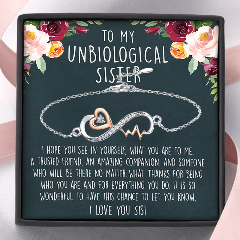 To My Infinity Heartbeat Bracelet With Card And Box Gift, Birthday Gift, Christmas Gift