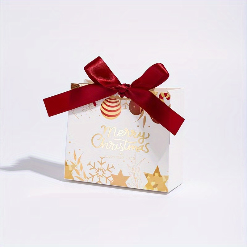 36pcs Creative New Christmas Theme Party Gift Box Packaging, 4.53x1.77 x3.94in Small Bowknot Favor Bags, Holiday Souvenir and Decoration Set