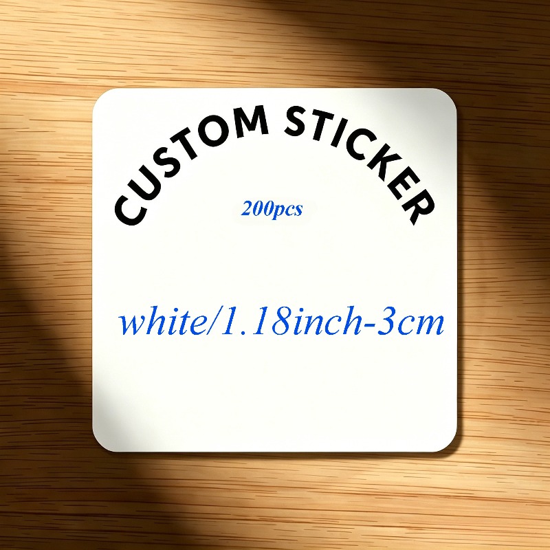 TEMU 50/100/200pcs Personalized Custom Square Stickers, Multiple Sizes 1.18/1.57/1.97/2.36/2.76/3.15/3.54/3.94 Inches, White Background, Customize