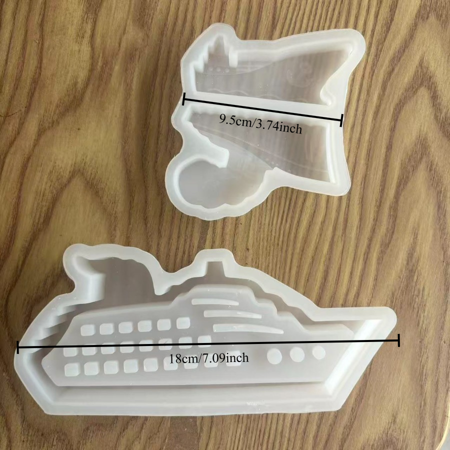 Image of 2pcs Large & Small Boat Silicone Mold Suitable For Plaster, Wax, Resin Crafts - Ship Hull Molds For Candle Making, Soap Molding, Miniature Boat Decorations, Diy Home Decoration With Detailed Nautical
