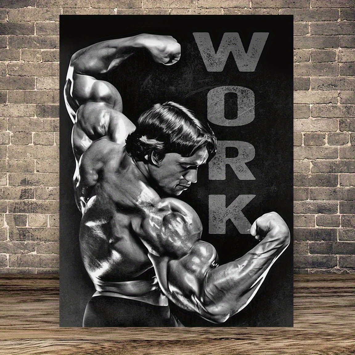 home gym schwarzenegger work motivational canvas art Temu United