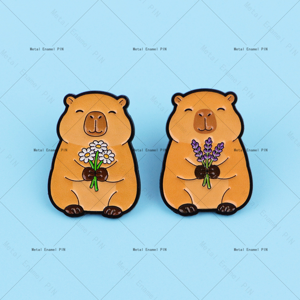 TEMU Ensemble de 2 adorables pin's émaillés de capybaras, parfaits pour les sacs à dos, les broches pour femmes, de vêtements et les accessoires de