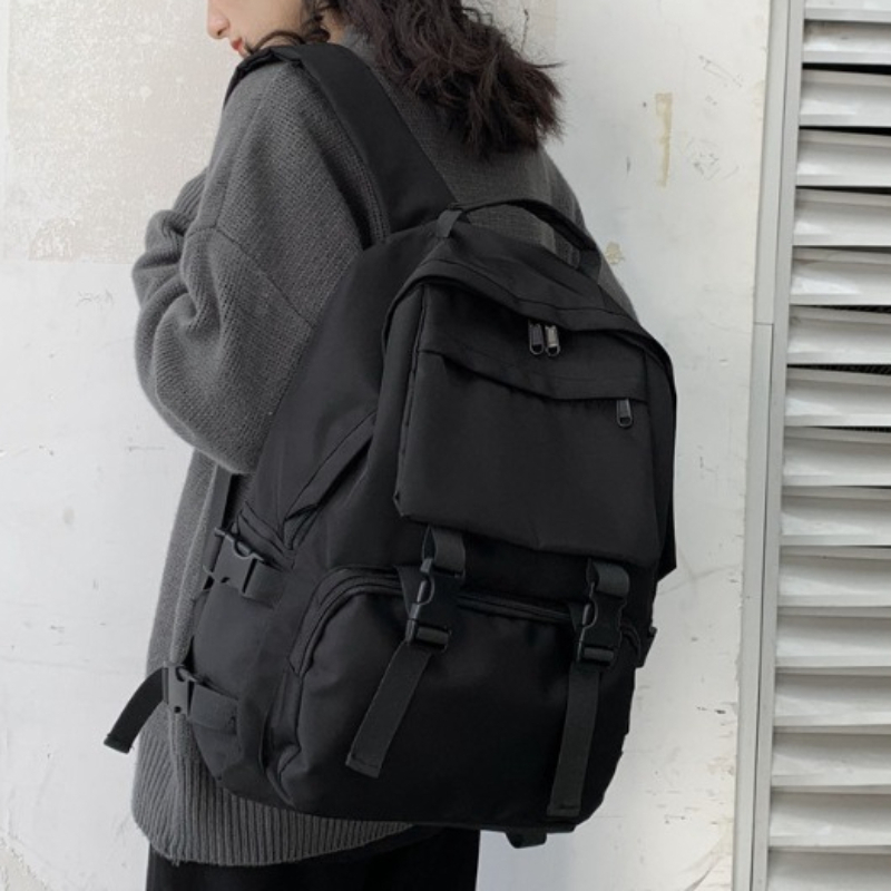 Lightweight Large Capacity Backpack with Multi-Compartment & Adjustable Shoulder Straps - Minimalist Crossbody/Laptop Suitable for Work, Travel, Commuting,, Business, Durable Zipper Closure, Black for Daily Use