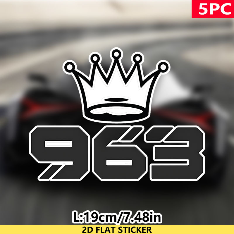 TEMU 5 stuks Kroon Nummer 963 Symbool Design Vinyl Decal Sticker - Die-Cut Sticker Geschikt voor Glas & Metalen Oppervlakken - Zelfklevend, Eenmalig