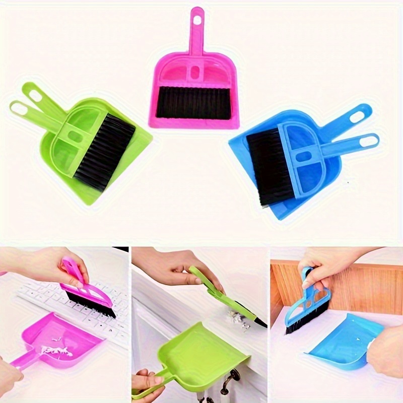 2pcs mini broom and dustpan cleaning brush set hard bristle with dustpan pet supplies handheld cleaning kit portable durable no charge required Product details 0