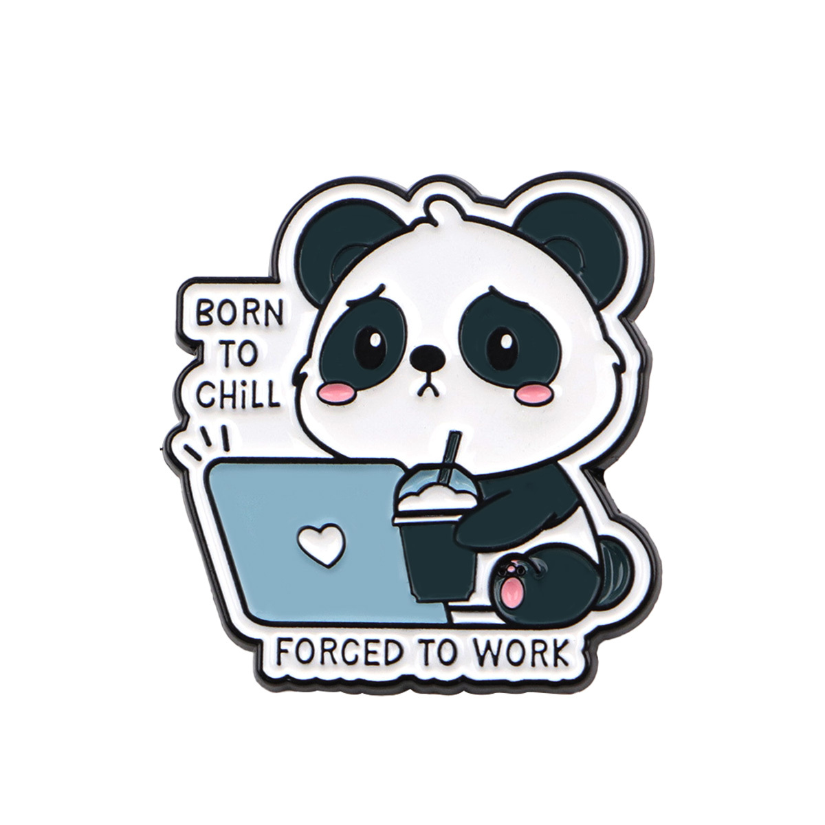 & Laptop Enamel Pin - Cute Work-related Badge With "born " & "forced To Work" Text, , Durable Alloy Brooch For Backpacks, Bags, Jackets - Perfect Gift For Tech Lovers & Office Humor Fans
