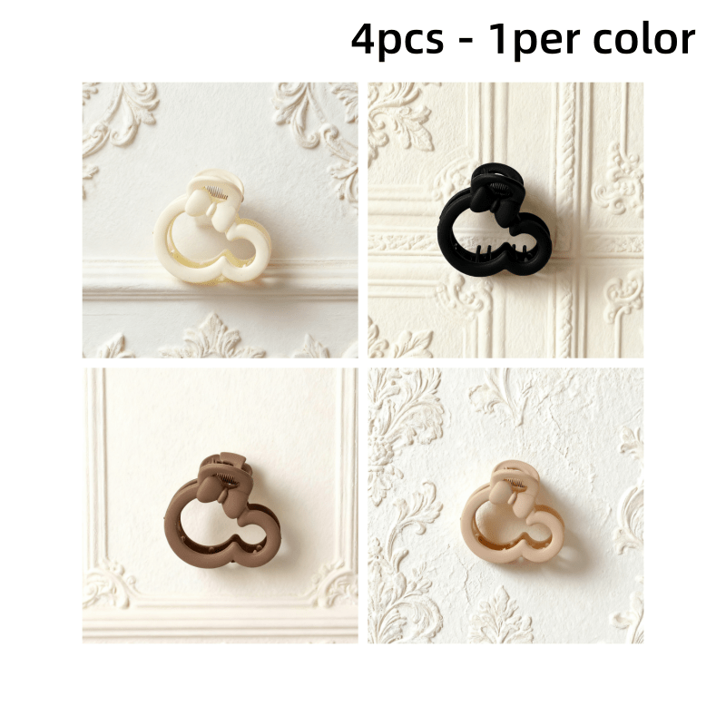 TEMU 4pcs Easy And Cute Hollow Geometric Hair Clip Korean Style Cute Hair Clip Matte Hollow Hair Accessory, Matte Cute Mouse Hollow Medium-sized Grab