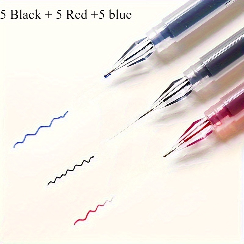 Image of 15pcs/mix Gel Pens, Fine 0.38mm Large-capacity Black/blue/red Ink Refills For Exam Signing Writing School Office Supplies Stationery
