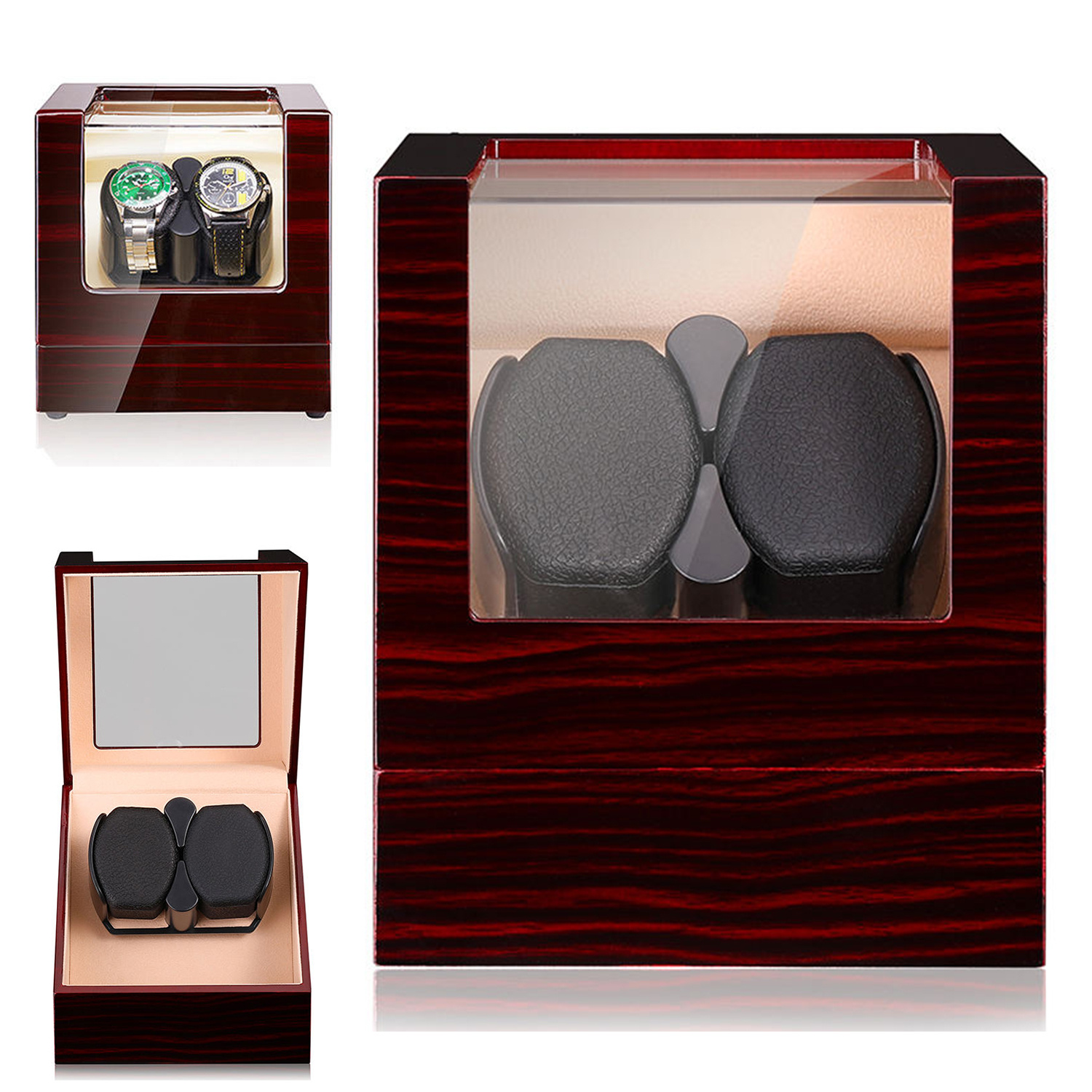 Image of Watch Winder Box | Hinged Cover, Automatic Storage, Leather, Uncharged, Bedee Brand, Creative Collectible Gift, Without Battery