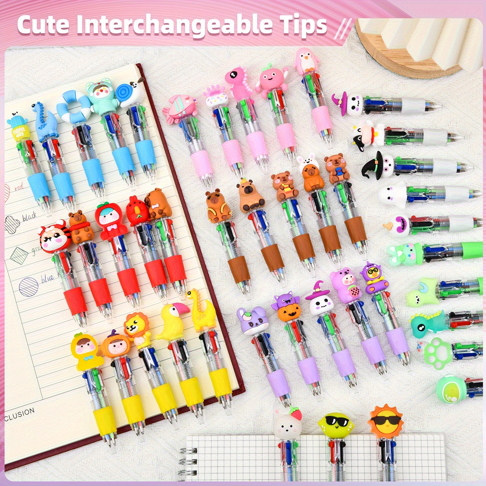 30pcs creative   color ballpoint pen set featuring adorable cartoon designs with retractable round tips   kids parties birthday gifts classroom prizes and school supplies Product details 7