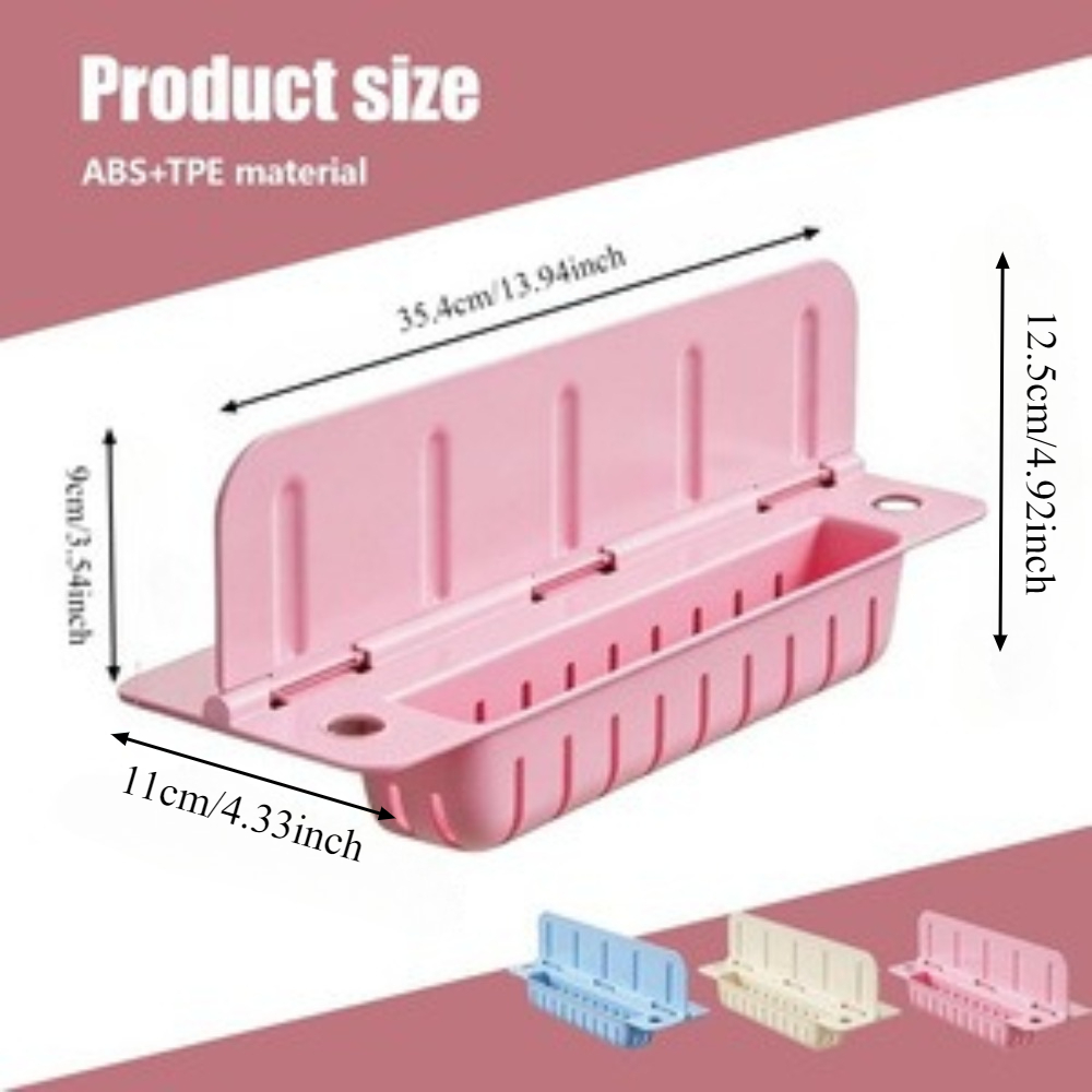 2pcs 13 9 inch foldable kitchen sink splash guard with suction cups storage design for cleaning tools easy to clean for kitchen bathroom pink Product details 2