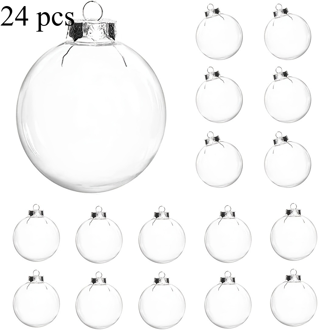 TEMU 12/24pcs Boules Décoratives Remplissables Transparentes, Boules de Noël de 2,36 pouces Ornements d'Artisanat | Boules Suspendues en Plastique