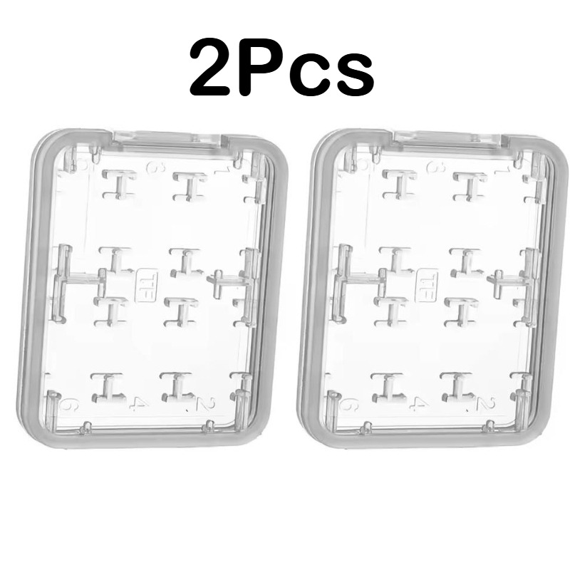 TEMU Lot de 2 boîtes micro transparentes 8-en-1 pour cartes SD, , TF, MS | Étui organisateur de cartes léger et pour et voyage | compacte et portable