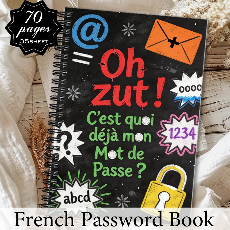 TEMU 1pc Cahier de de passe français pour adultes et seniors, Carnet de de passe avec design 'Oh zut ! C'est quoi déjà mon de passe ?' pour des de