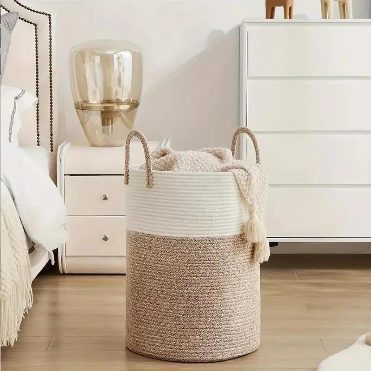 TEMU 1 Cesta de Almacenamiento Grande Tejida con Asa - Cesta de Lavandería Extra Grande de 58 Litros Tejida con Cuerda, Ideal para Guardar Mantas y