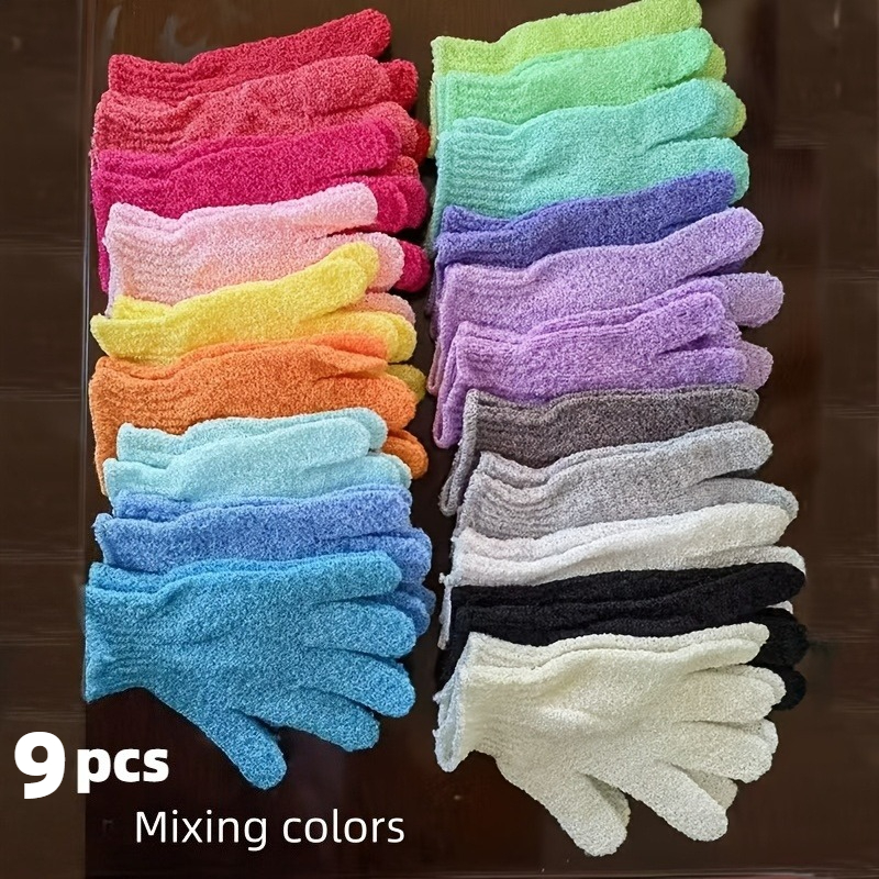 9-pack Exfoliating Gloves - Reversible Microfiber Bath Mitts, Suitable For Spa, Shower, Body Scrubbing And Exfoliation - Exfoliating Gloves